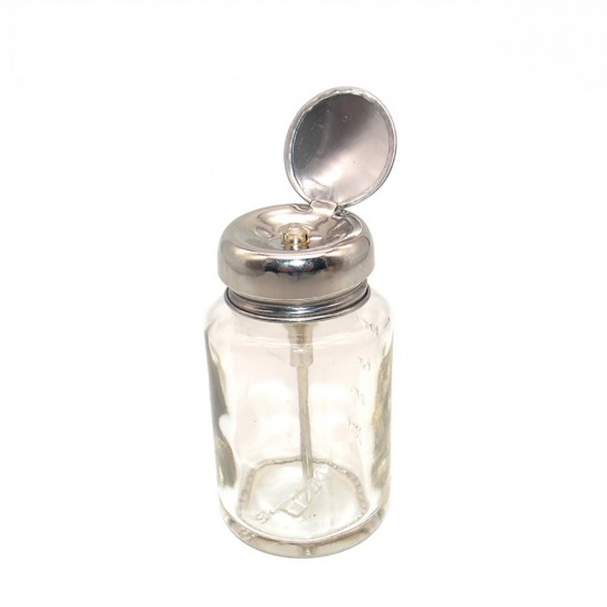 80ml (6.8oz) Press-Type Glass Bottle, Thickened Glass, Copper Core Tube, Graduated, Portable Detergent Bottle, Nail Enhancement Bottle, Nail Washing Bottle, Transparent Glass Container, Small Liquid Storage Container