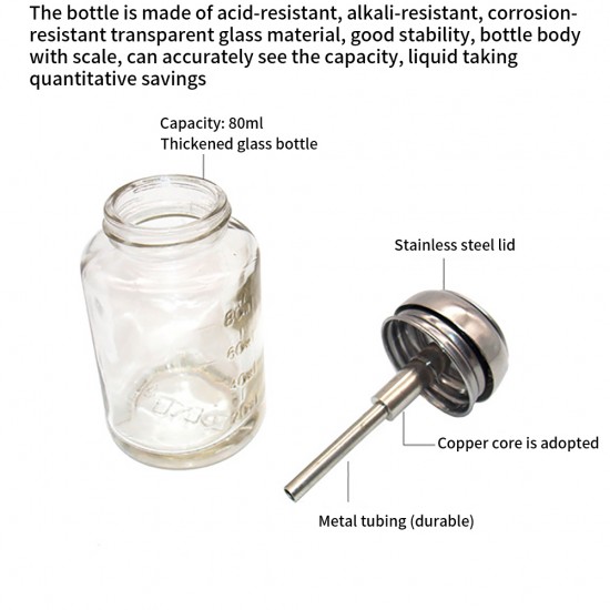 80ml (6.8oz) Press-Type Glass Bottle, Thickened Glass, Copper Core Tube, Graduated, Portable Detergent Bottle, Nail Enhancement Bottle, Nail Washing Bottle, Transparent Glass Container, Small Liquid Storage Container 80ml (6.8oz) Press-Type Glass Bottle, Thickened Glass, Copper Core Tube, Graduated, Portable Detergent Bottle, Nail Enhancement Bottle, Nail Washing Bottle, Transparent Glass Container, Small Liquid Storage Container