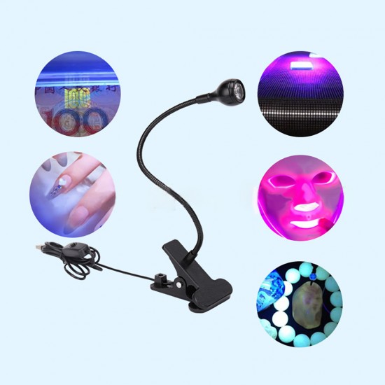 LED USB Clip Desk Lamp, Four Colors Including Purple Light, Four Gear Brightness Switch, 720 ° Flexible Rotation and Bending, No Flash and No Radiation Reading Lamp, Work Lamp, Bedside Lamp, Nail Polish Lamp