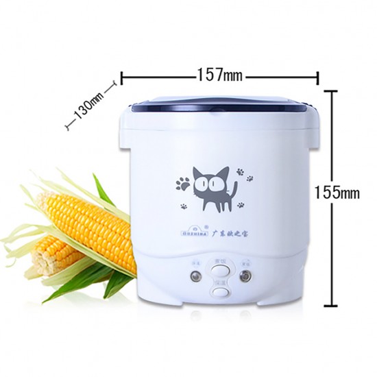 Mini Rice Cooker, Vehicle-Mounted Rice Cooker 12V, Thermal Insulation and Protection Function, 1L Portable Steamer, Boiling Pot, Portable Handle, Outdoor Boiling Cooker, Portable Cooker