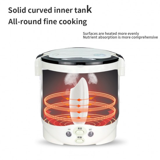 Mini Rice Cooker, Vehicle-Mounted Rice Cooker 12V, Thermal Insulation and Protection Function, 1L Portable Steamer, Boiling Pot, Portable Handle, Outdoor Boiling Cooker, Portable Cooker