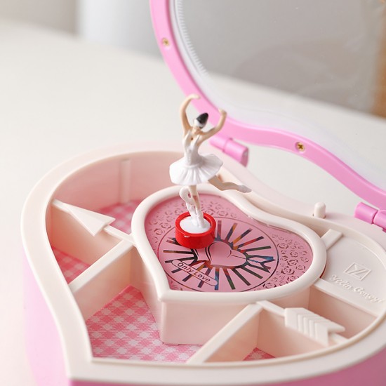 Music Jewelry Box, Double Heart Dancing Girl Music Box, Octave Box, Ballet Music Box, With Compartments And Drawers. Hair Card, Ring, Necklace Storage Box. Birthday Gift, Christmas Gift For Girls