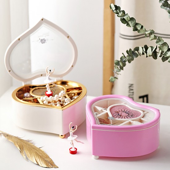 Music Jewelry Box, Double Heart Dancing Girl Music Box, Octave Box, Ballet Music Box, With Compartments And Drawers. Hair Card, Ring, Necklace Storage Box. Birthday Gift, Christmas Gift For Girls