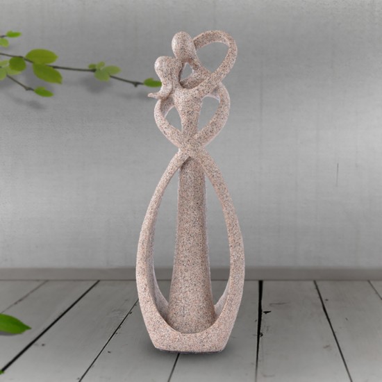 Resin Lover Embrace Statue and Sculpture, 9.06 inch, Sandstone Natural Color and White, Modern Decorative Figure, Resin Handicraft Ornament, Abstract Figure, Creative Art Ornament, Home Decoration, Wedding Festival Gift