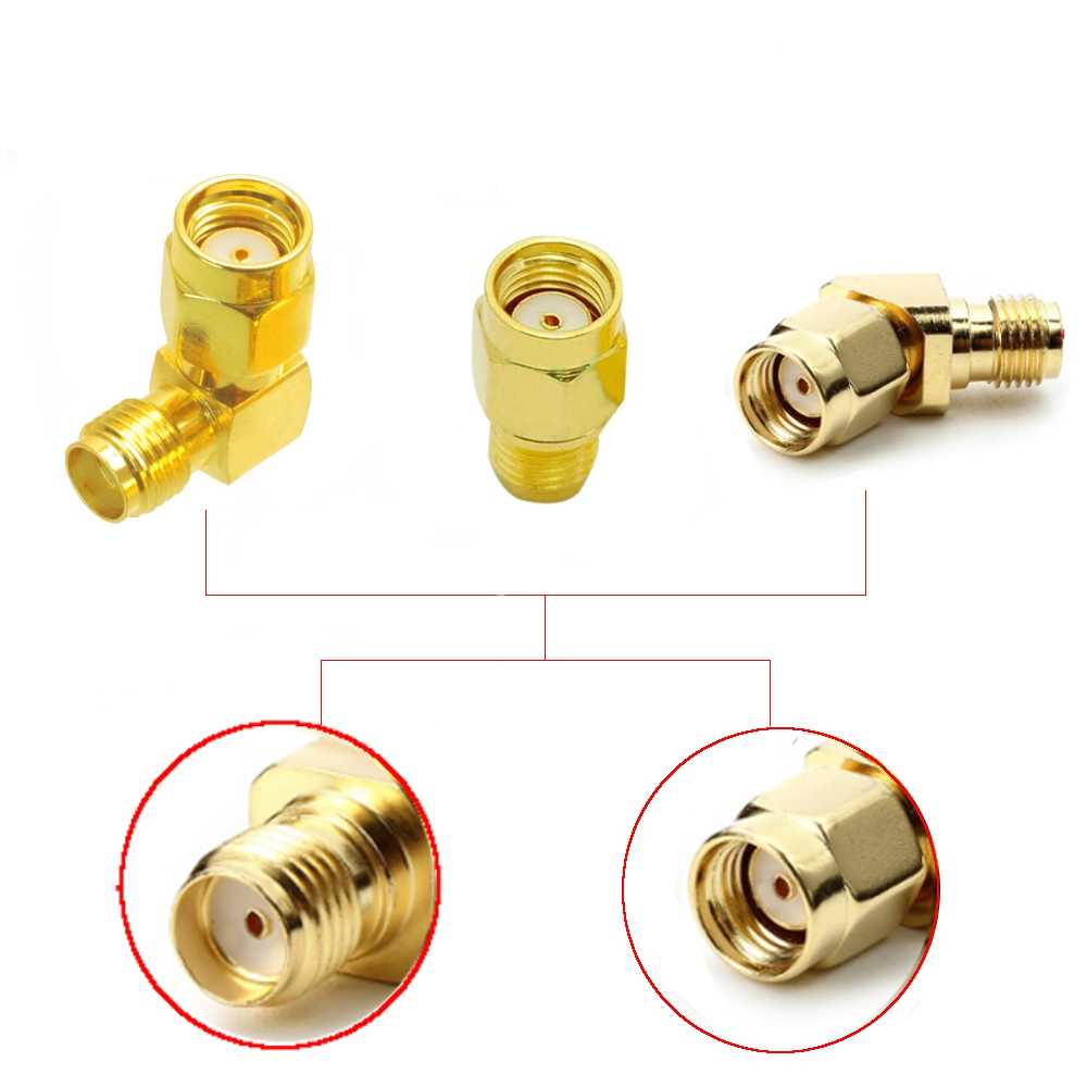 3-PCS-Whole-Set-RP-SMA-Male-to-SMA-Female-Antenna-Connector-Adapter-Straight-Right-Angle-4590135-Deg-1444472