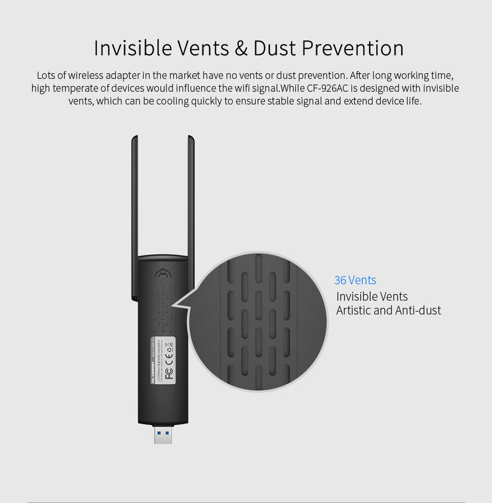 COMFAST-926AC-1200Mbps-USB30-Dual-Band-23dBi-Antenna-Wireless-WiFi-USB-Adapter-Networking-Adapter-Su-1558620