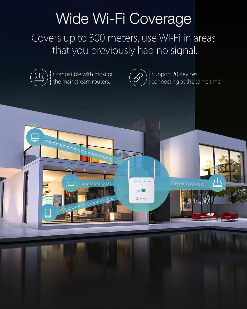 DIGOO-DG-R611-300Mbps-24GHz-WiFi-Range-Extender-EUUSUK-Wall-Plug-Repeater-Wireless-Signal-Booster-Du-1645571