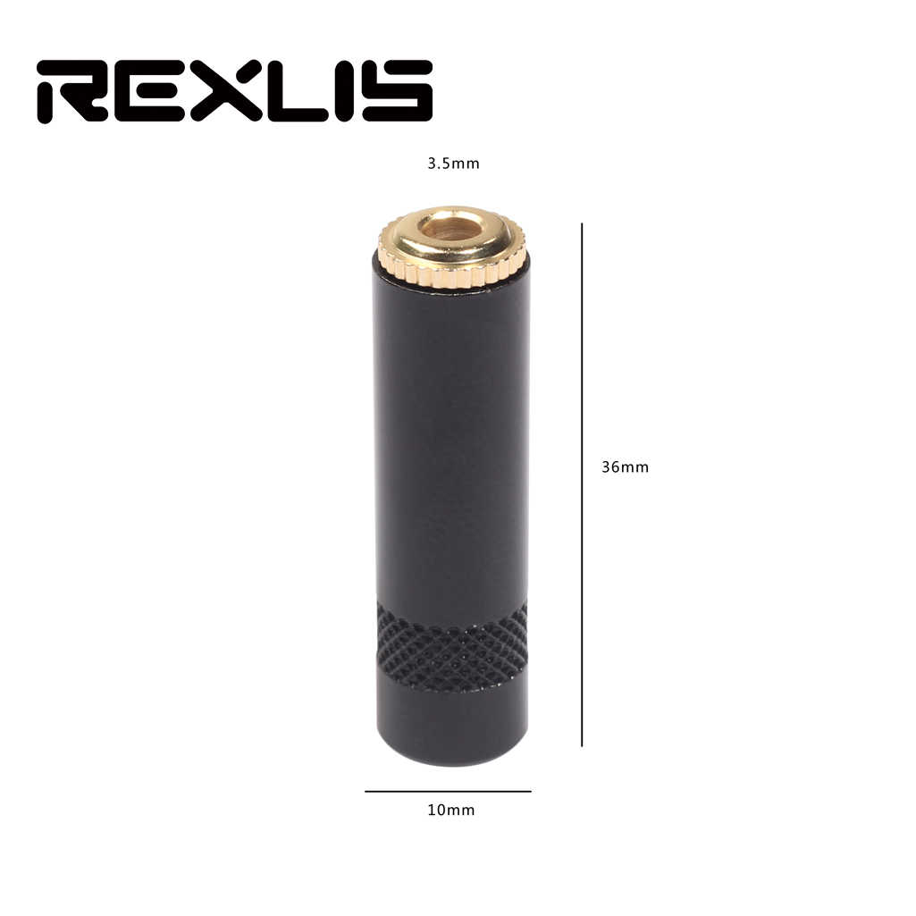 REXLIS-35mm-Female-Soldering-Plug-TC227-Black-Jack-Audio-female-Jack-3-pole-Stereo-Socket-Gold-Plate-1526860