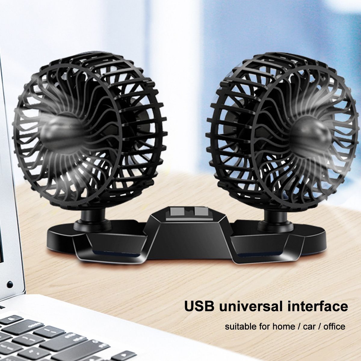 Electric-USB-Car-Fan-Double-headed-Car-Fan-360deg-Rotating-amp-3-Gear--Cooling-Fan-1700618