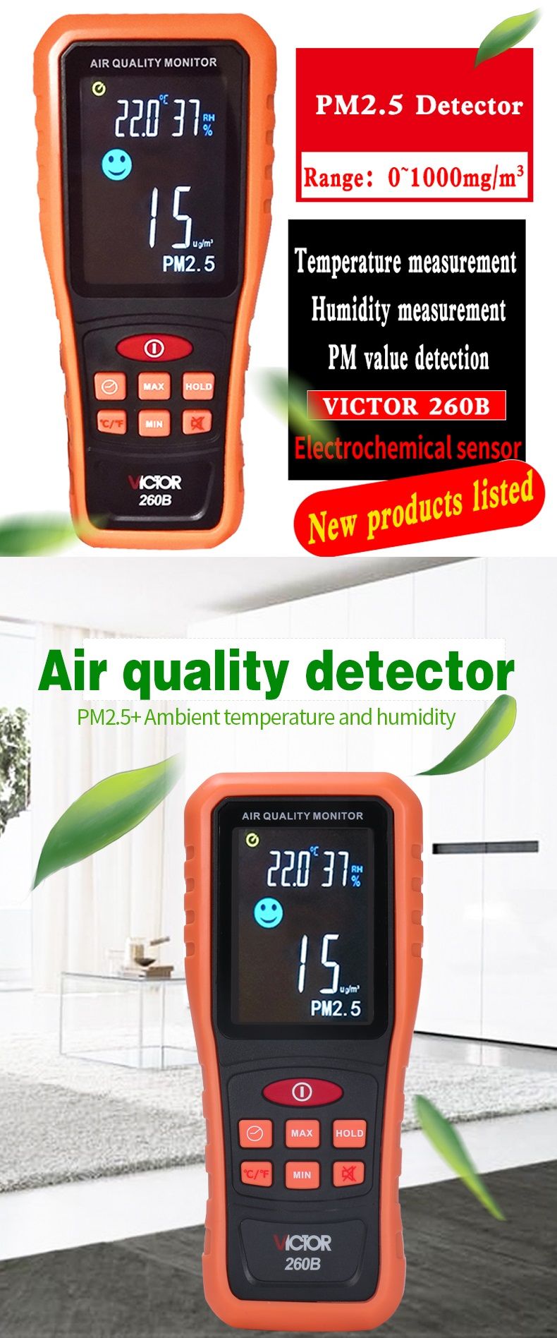 VICTOR-260B-Handheld-PM25-Detector-Range-01000mgm3-Air-Quality-Tester-Temperature-and-Humidity-Measu-1424733