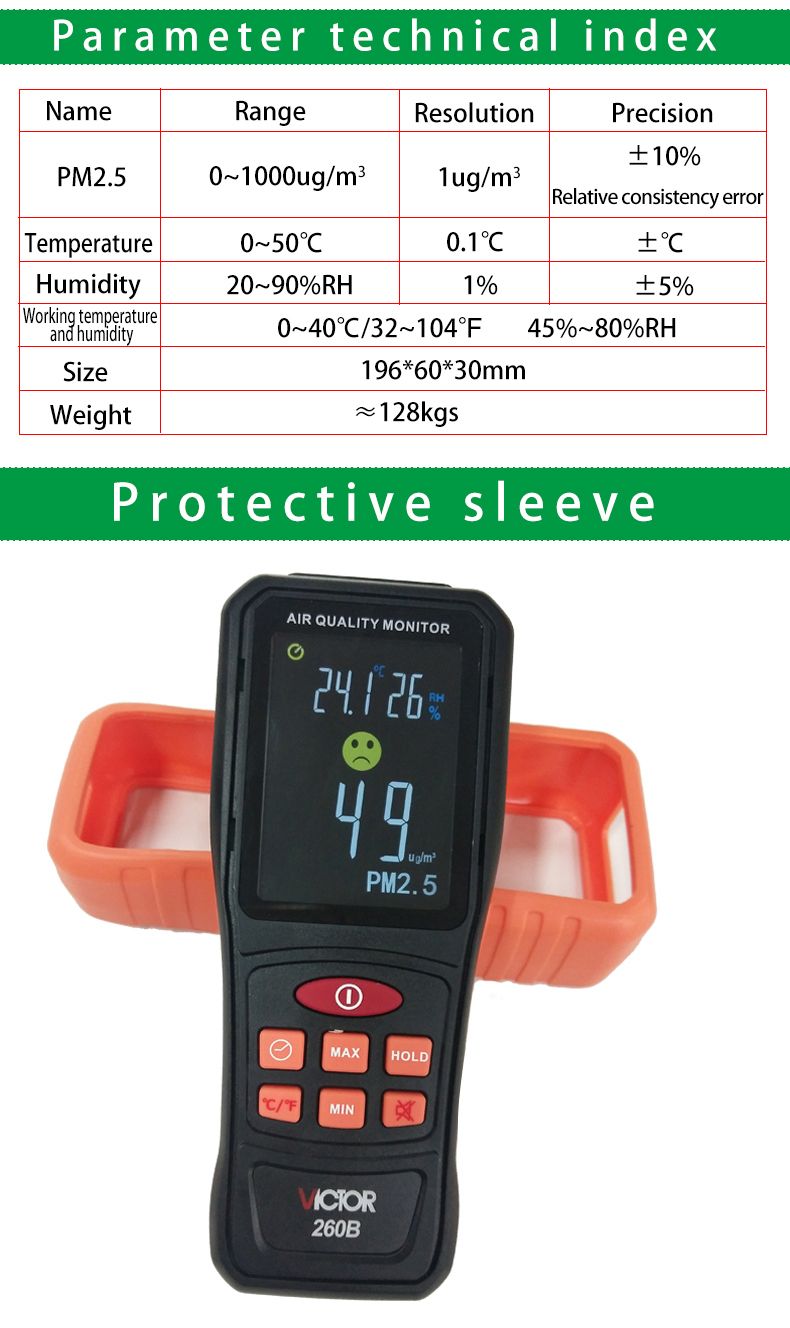 VICTOR-260B-Handheld-PM25-Detector-Range-01000mgm3-Air-Quality-Tester-Temperature-and-Humidity-Measu-1424733