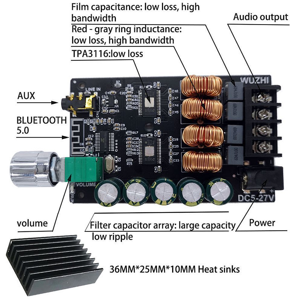 3Pcs-1002-HIFI-2x100W-TPA3116-AUX-bluetooth-50-HIFI-High-Power-Digital-Amplifier-Stereo-Board-AMP-Am-1759977