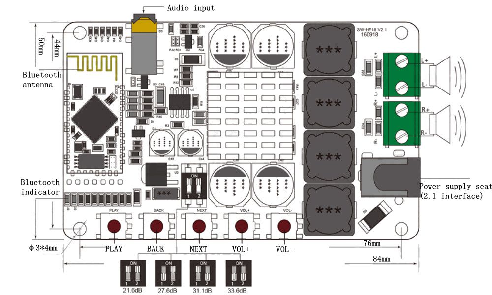 3Pcs-50W50W-TDA7492-CSR8635-Wireless-bluetooth-40-Audio-Receiver-Amplifier-Board-NE5532-Preamp-1342639