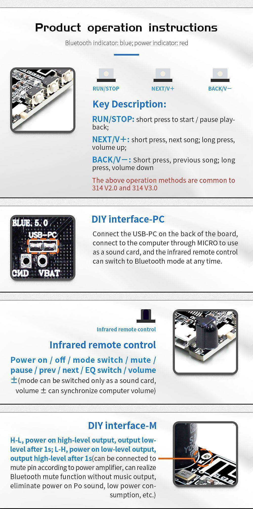 3Pcs-VHM-314-V30-Bluetooth-Audio-Receiver-Board-bluetooth-50-MP3-lossless-Decoder-Board-with-EQ-Mode-1759970