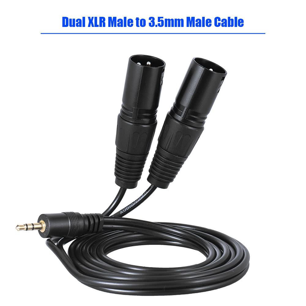 15m-Dual-XLR-Male-to-35mm-Male-Plug-Audio-Cable-for-Mixing-Console-Mixer-Amplifier-Speaker-1597716