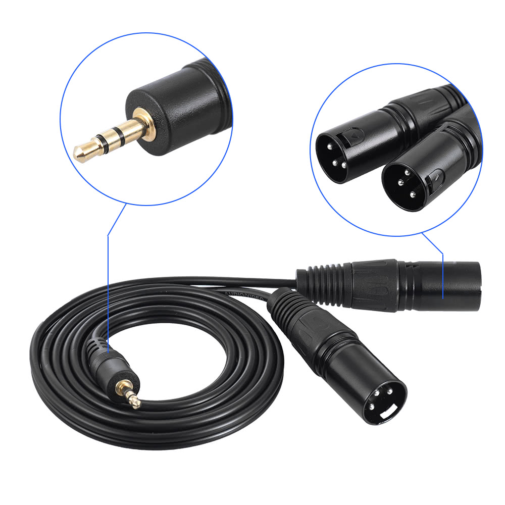 15m-Dual-XLR-Male-to-35mm-Male-Plug-Audio-Cable-for-Mixing-Console-Mixer-Amplifier-Speaker-1597716