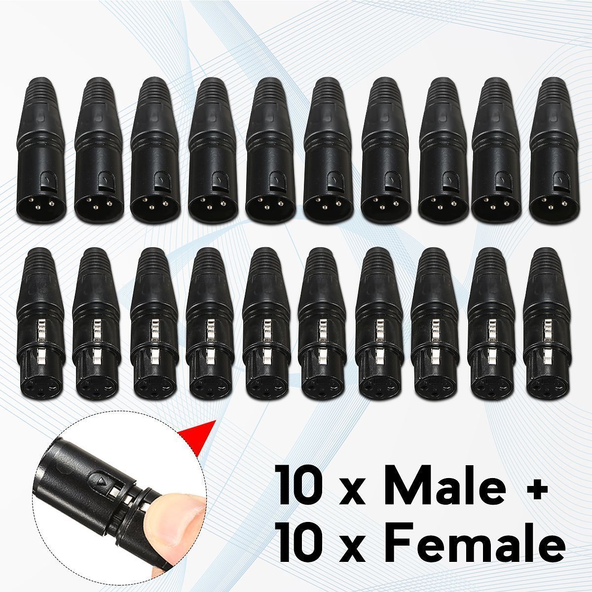 20Pcs-XLR-3-Pin-18cm-Male-to-15cm-Female-Connectors-MIC-Snake-Plug-Audio-Microphone-Connector-1411216