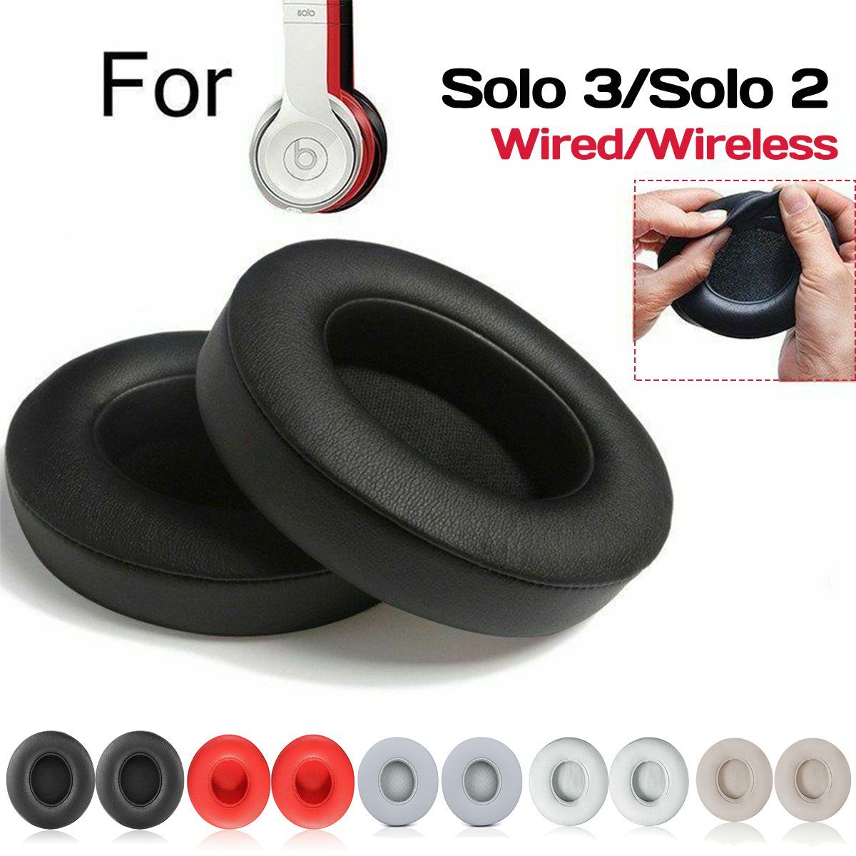 2Pcs-Replacement-Cushion-Earpads-for-Beats-Solo-2-Solo3-Headphones-Leather-Noise-Block-Quietcomfort--1480532