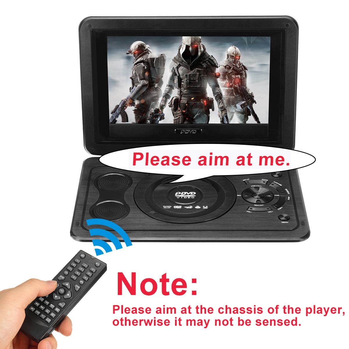 Portable-139inch-3D-Car-TV-HD-DVD-Player-270deg-Rotate-USB-300-Games-with-Remote-1558424