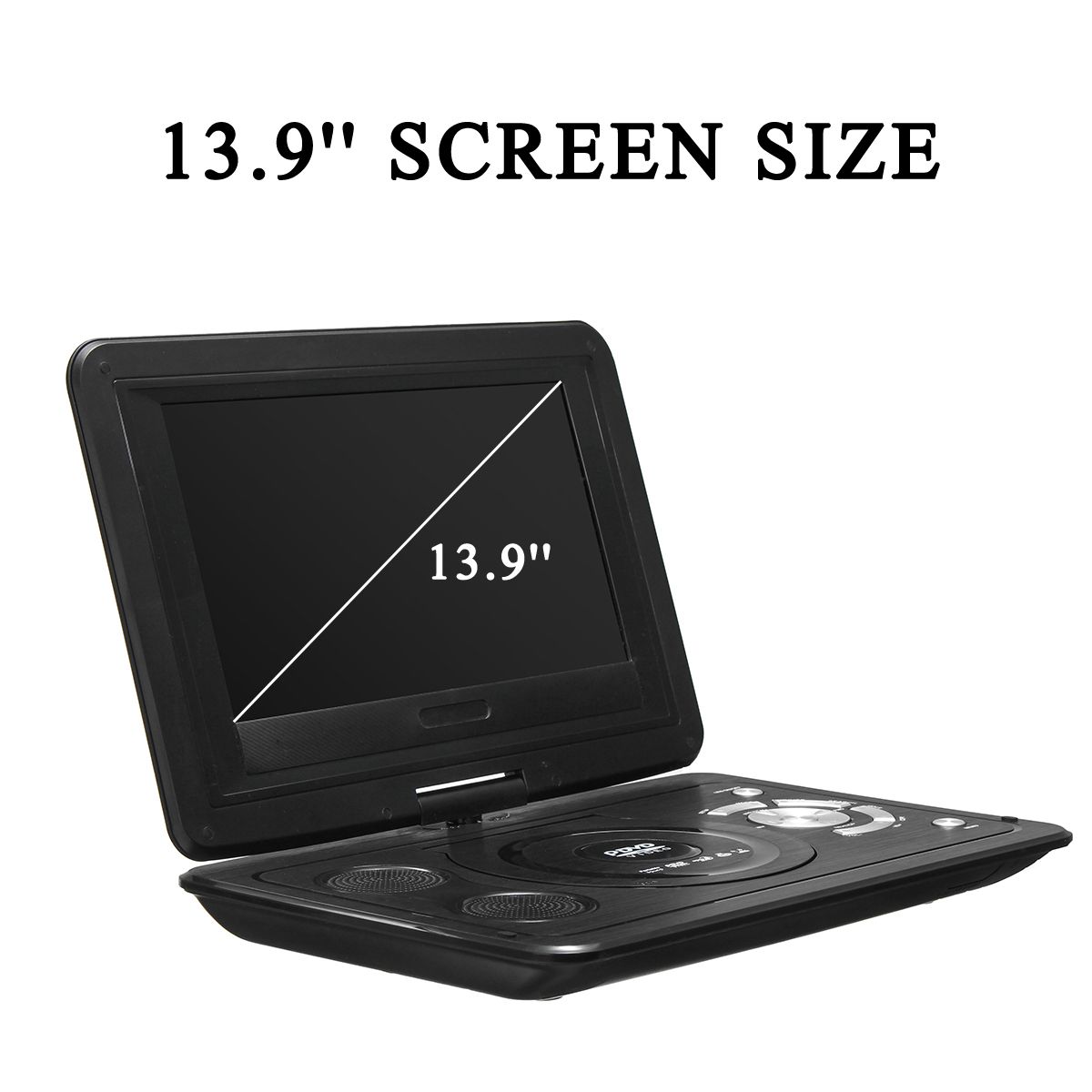 Portable-139inch-3D-Car-TV-HD-DVD-Player-270deg-Rotate-USB-300-Games-with-Remote-1558424