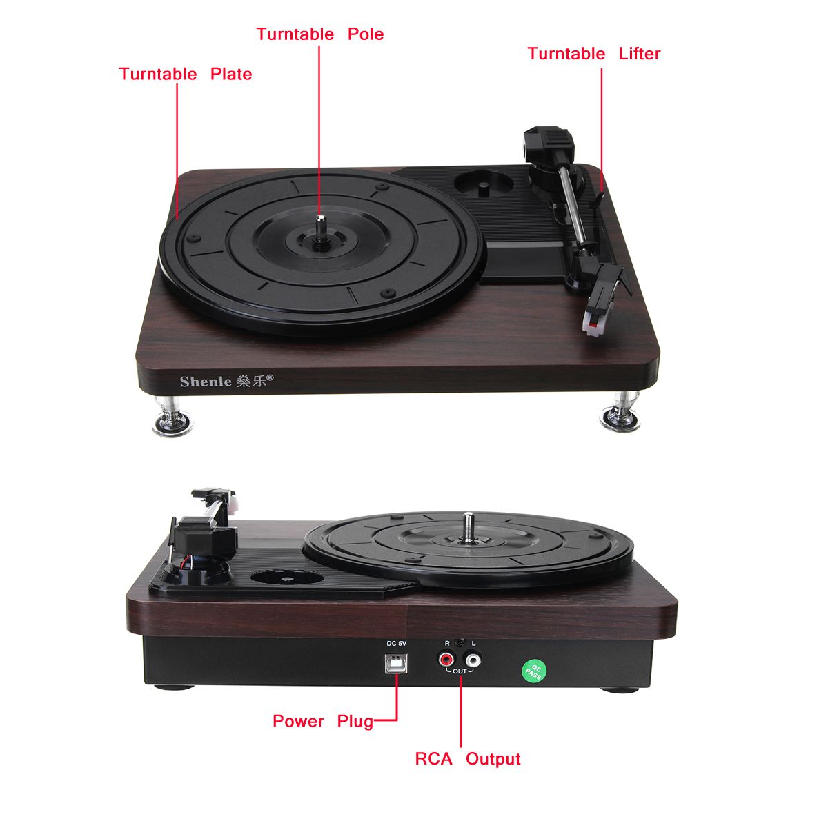 Shenle-33RPM-Antique-Gramophone-Turntable-Disc-Vinyl-Wood-Record-Player-RCA-RL-35mm-Output-USB-1310508
