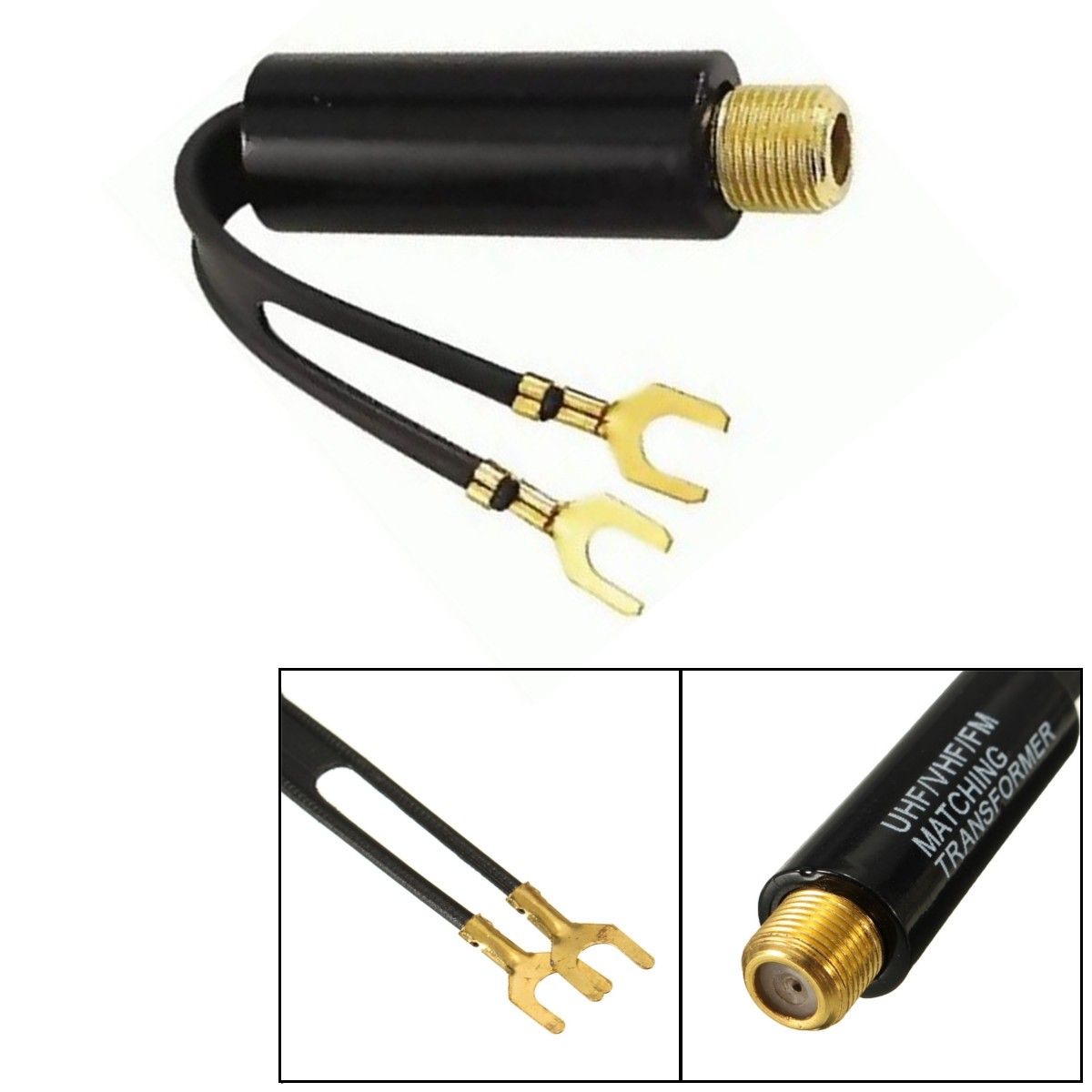 UHF-VHF-FM-Gold-Plated-75-300-Ohm-TV-Coaxial-Antenna-Cable-Matching-Transformer-1681940