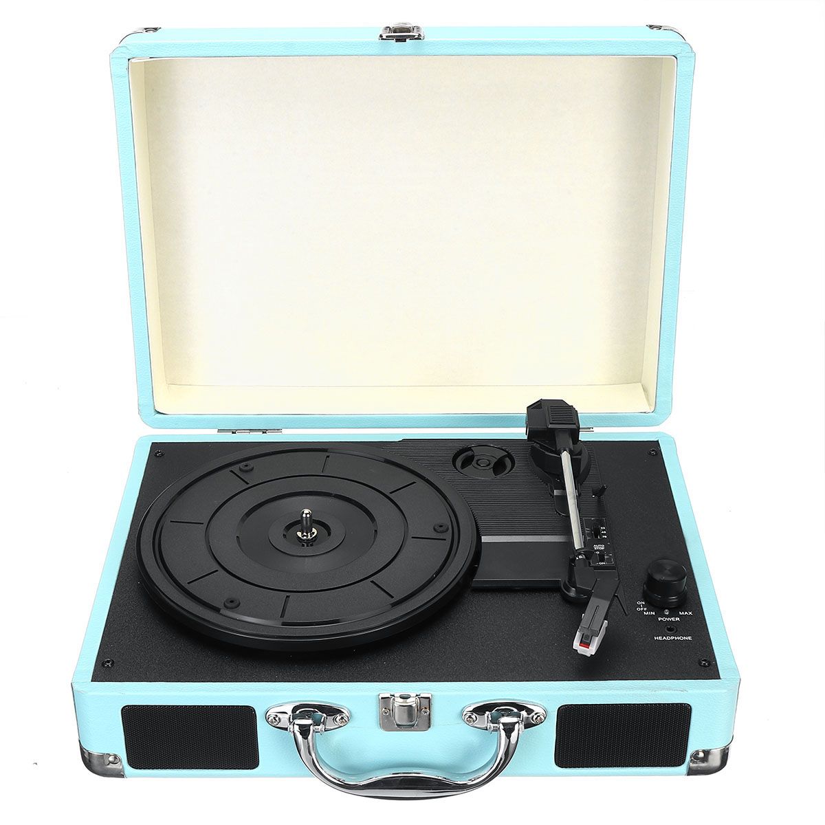 Vintage-Vinyl-LP-Record-Player-Stereo-Turntable-3Speed-2-Speakers-Radio-Recorder-1496801