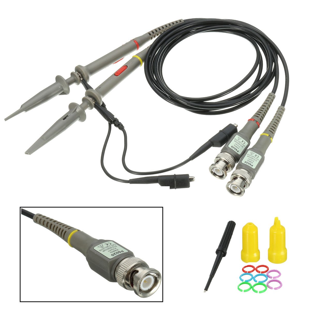 DANIU-2Pcs-Oscilloscope-Probe-BNC-Alligator-Clip-Ground-Lead-Test-Tool-20MHz-1X-10X-1157649