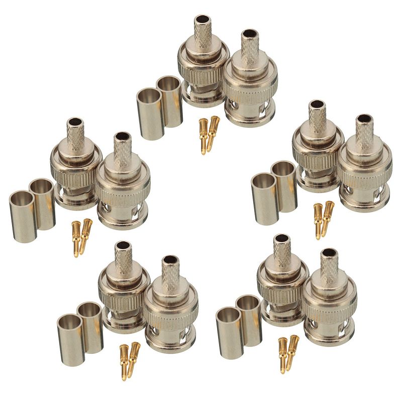 Excellwayreg-10-Sets-BNC-Plug-Crimp-Connectors-Adapter-for-RG58-RG-58-Coax-Male-Antenna-Cable-1210353