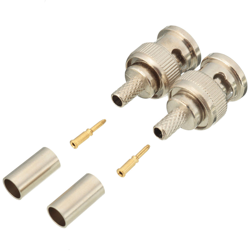 Excellwayreg-10-Sets-BNC-Plug-Crimp-Connectors-Adapter-for-RG58-RG-58-Coax-Male-Antenna-Cable-1210353