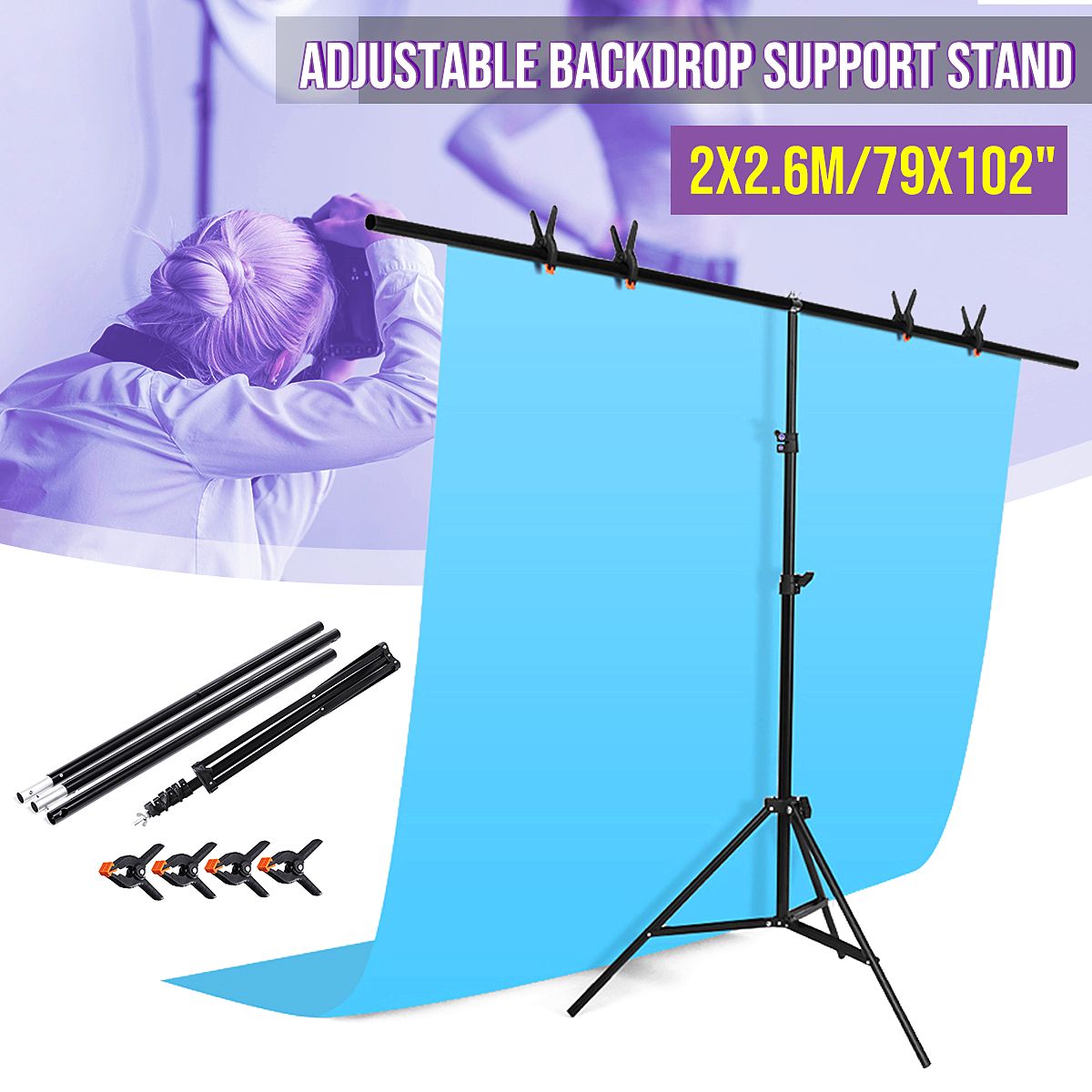 2x26m-Small-Portable-T-type-Adjustable-Background-Support-Stand-Holder-Backdrop-Photography-1759956