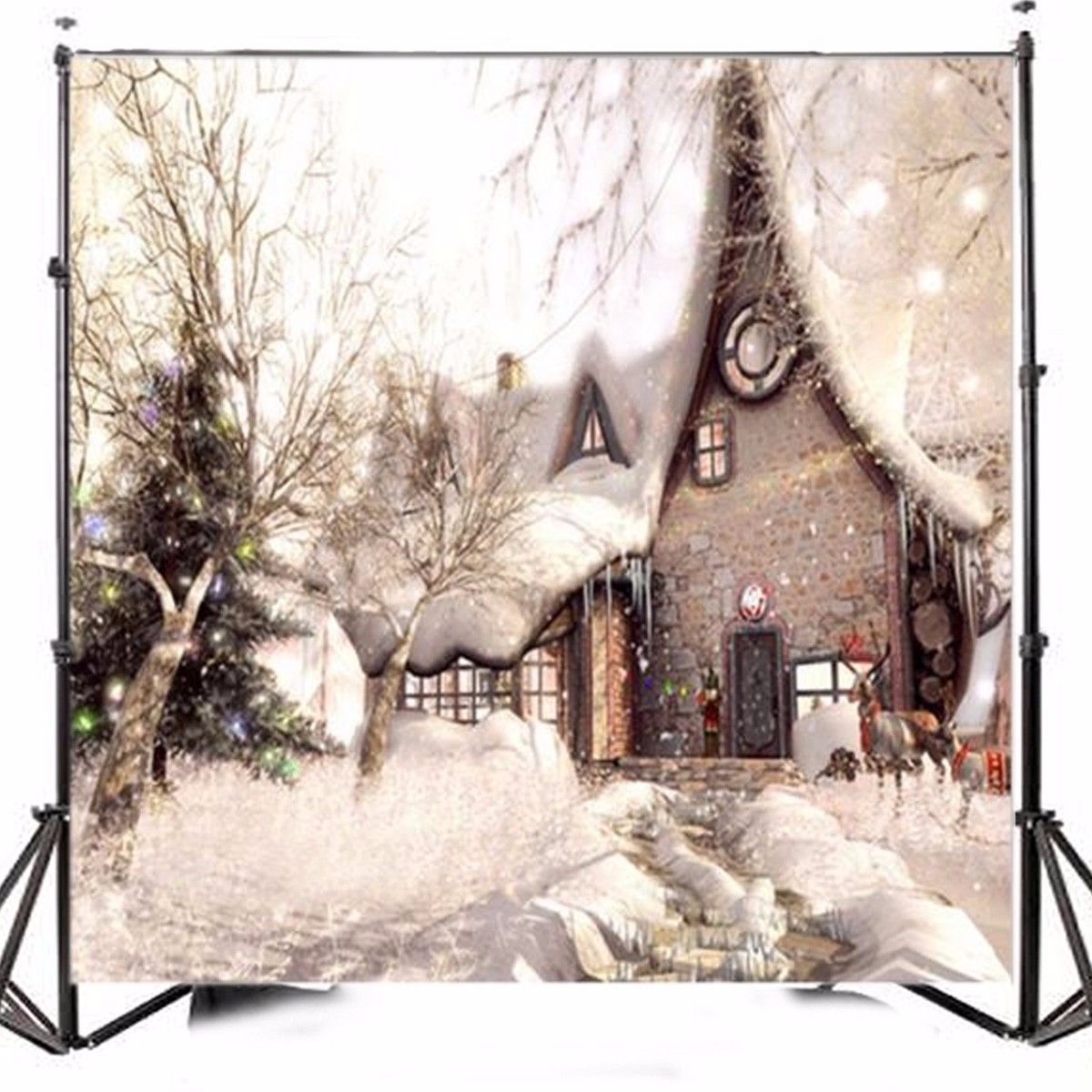 10x10FT-Vinyl-Christmas-Snow-Building-Photography-Backdrop-Background-Studio-Prop-1385894