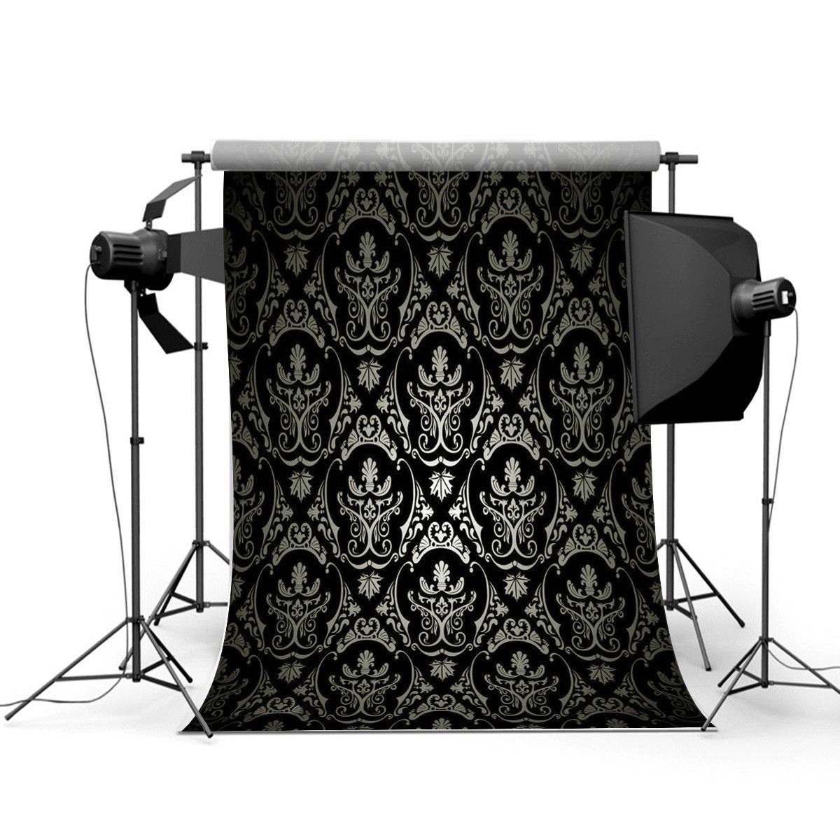 15x21m-Photography-Retro-Damask-Cloth-Studio-Props-Background-Vinyl-Black-1130356