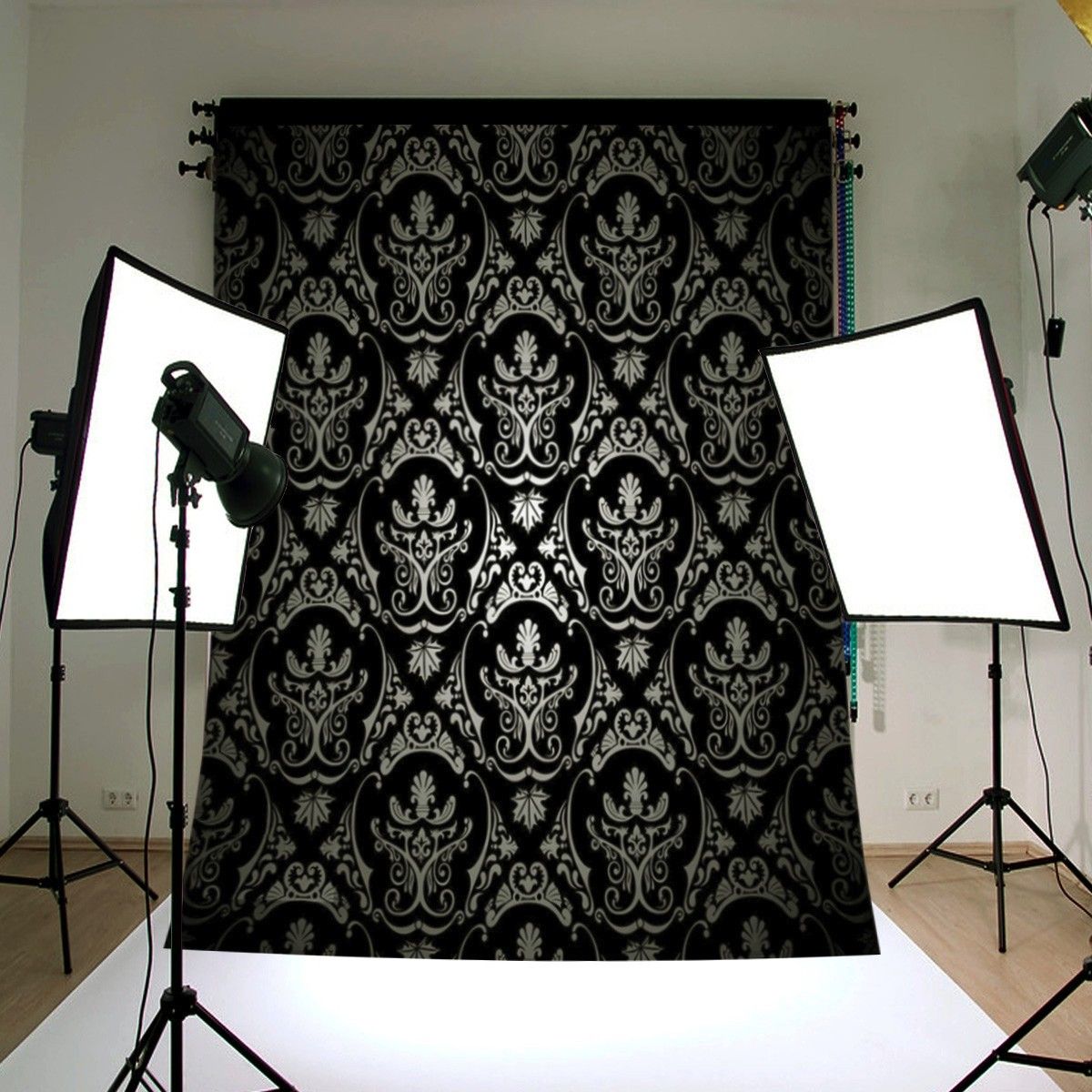 15x21m-Photography-Retro-Damask-Cloth-Studio-Props-Background-Vinyl-Black-1130356