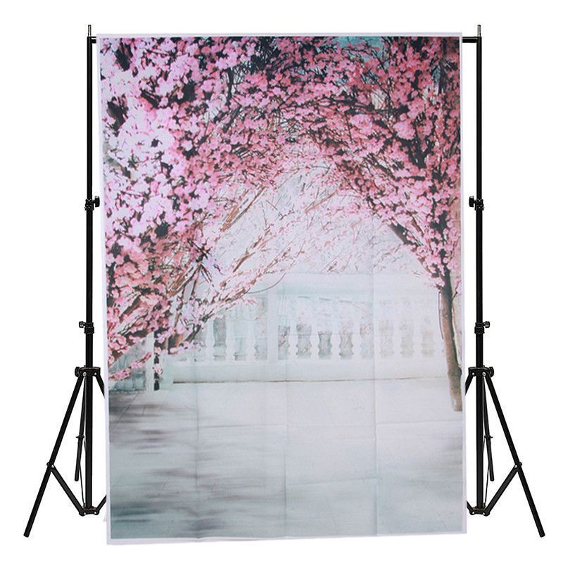 1x15M-3x5ft-Silk-Cotton-Cherry-Peach-Flowers-Vinyl-Studio-Photo-Background-Backdrop-Props-1048547