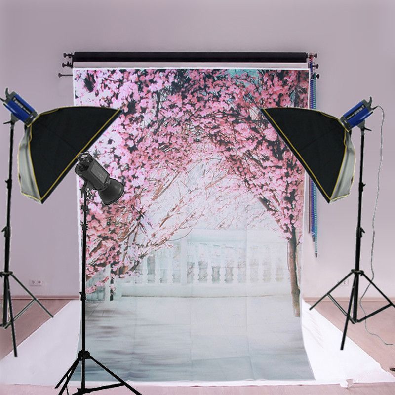 1x15M-3x5ft-Silk-Cotton-Cherry-Peach-Flowers-Vinyl-Studio-Photo-Background-Backdrop-Props-1048547