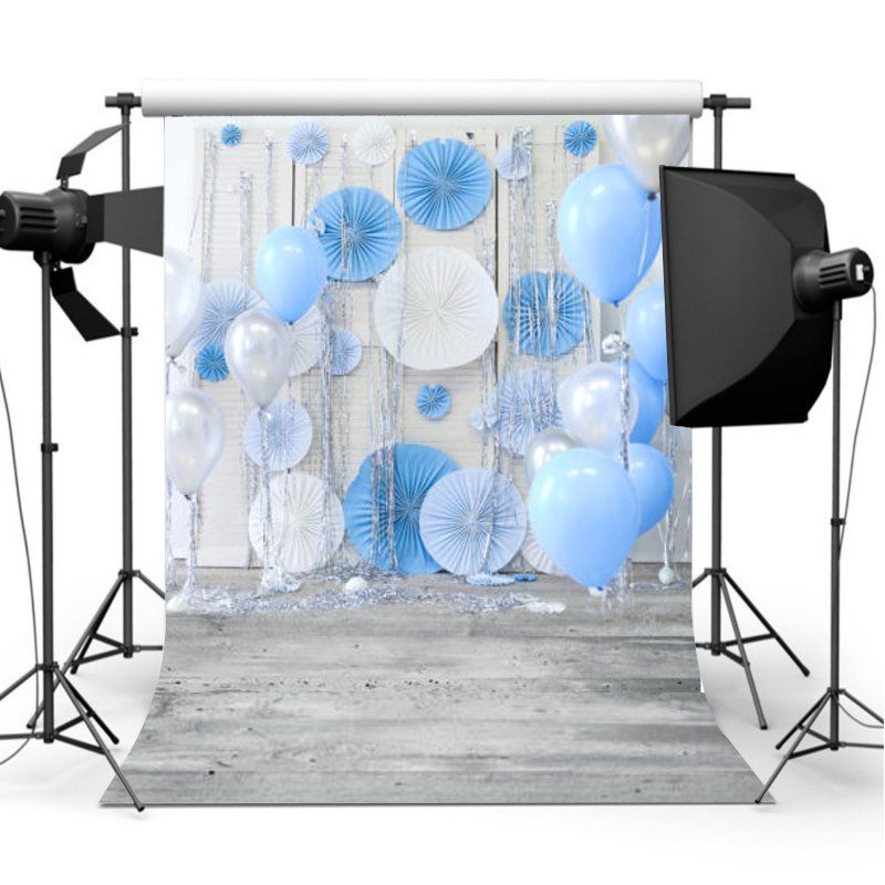 3x5FT-5x7FT-Vinyl-Blue-Balloon-Wood-Floor-Photography-Backdrop-Background-Studio-Prop-1388317