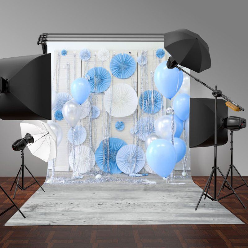 3x5FT-5x7FT-Vinyl-Blue-Balloon-Wood-Floor-Photography-Backdrop-Background-Studio-Prop-1388317