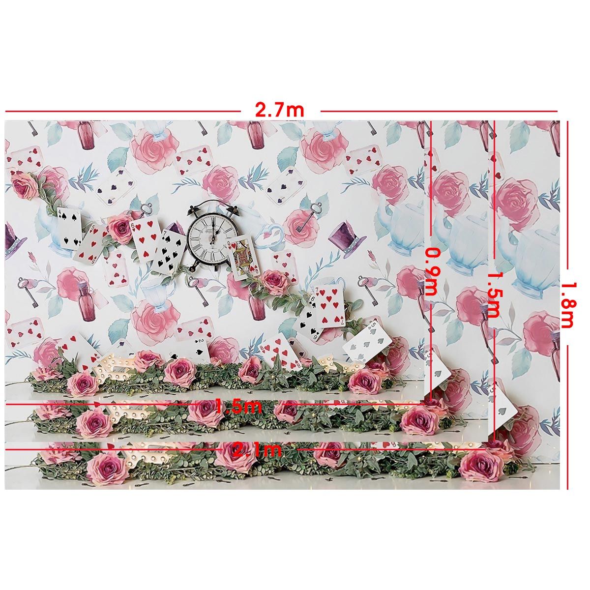 5x3FT-7x5FT-9x6FT-Pink-Rose-Flower-Clock-Poker-Photography-Backdrop-Background-Studio-Prop-1636015
