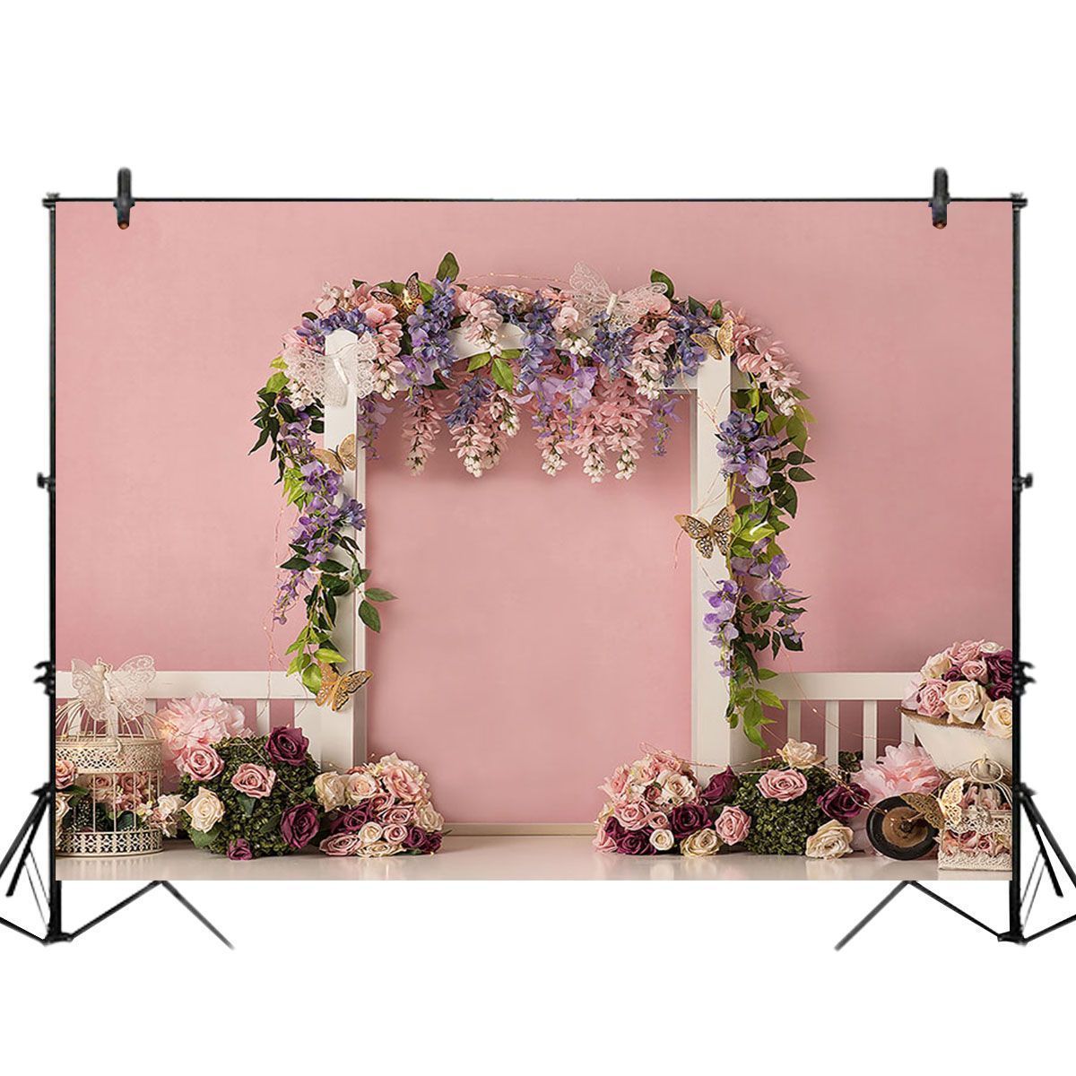 5x3FT-7x5FT-9x6FT-Pink-Wall-Rose-Flower-Decor-Photography-Backdrop-Background-Studio-Prop-1636951