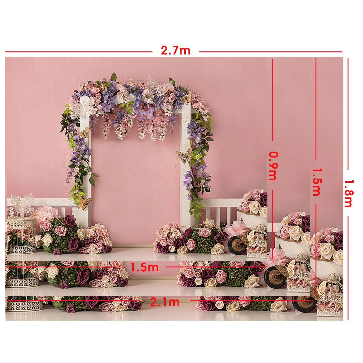 5x3FT-7x5FT-9x6FT-Pink-Wall-Rose-Flower-Decor-Photography-Backdrop-Background-Studio-Prop-1636951