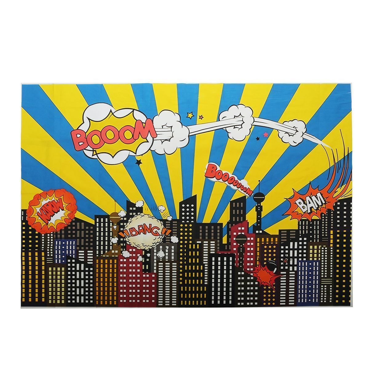 5x7FT-9x6FT-Vinyl-Cartoon-City-Bang-Booom-Photography-Backdrop-Background-Studio-Prop-1456839
