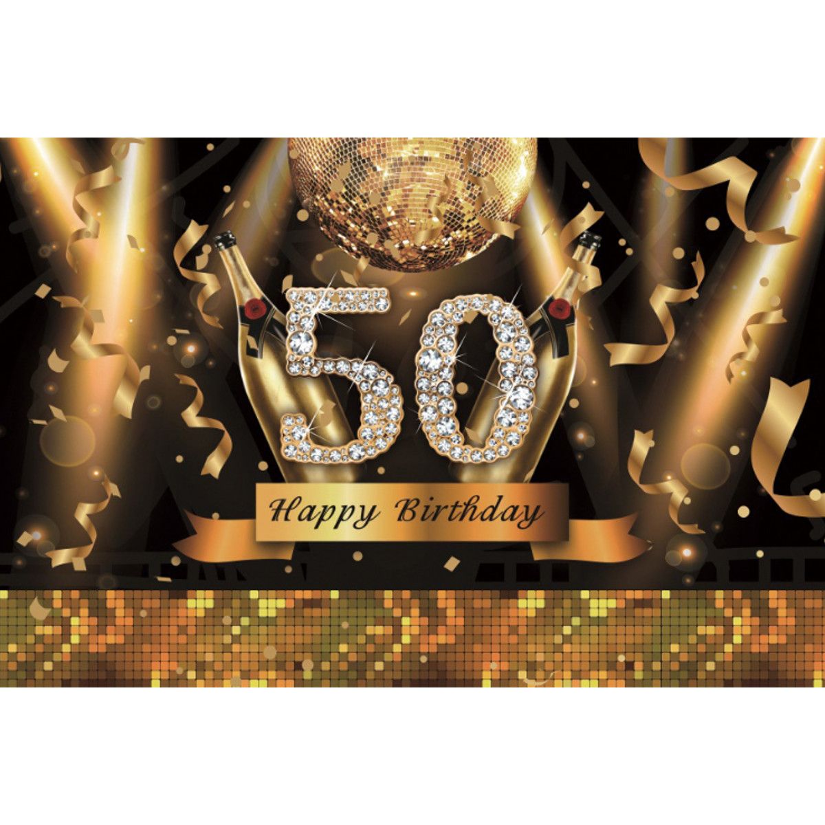 5x7FT-Vinyl-50th-Happy-Birthday-Black-Gold-Theme-Photography-Backdrop-Background-Studio-Prop-1639890