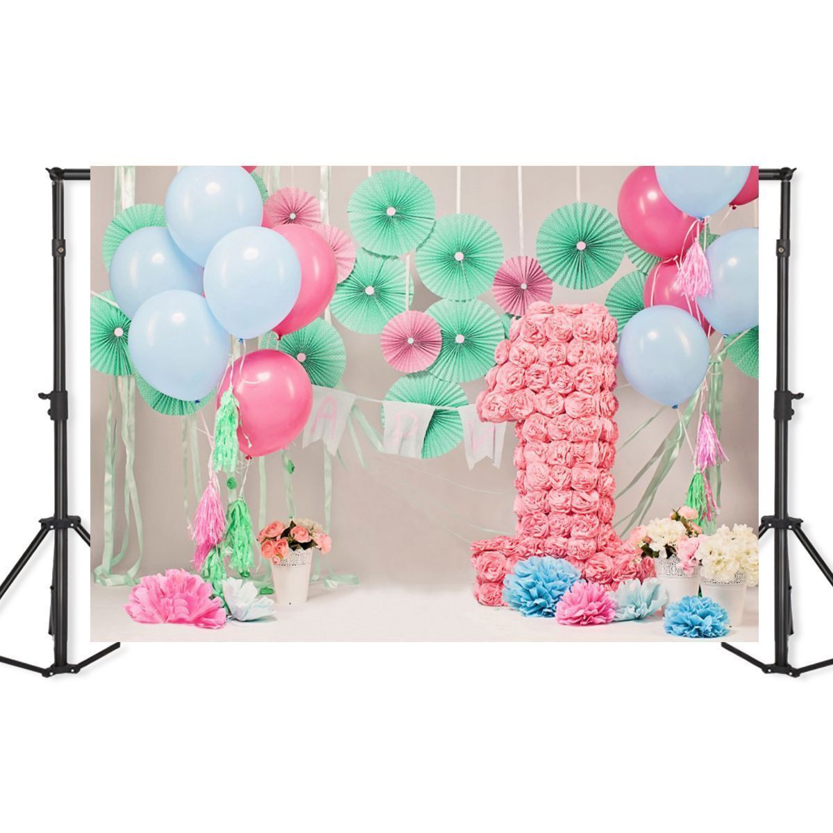 5x7FT-Vinyl-Balloon-One-Year-Old-Party-Photography-Backdrop-Background-Studio-Prop-1449893