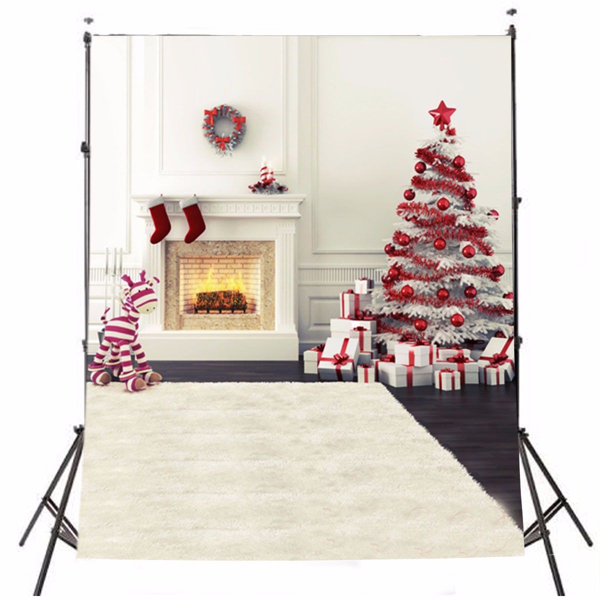 5x7FT-Vinyl-Christmas-Tree-Fireplace-Stocking-Photography-Backdrop-Background-Studio-Prop-1424110