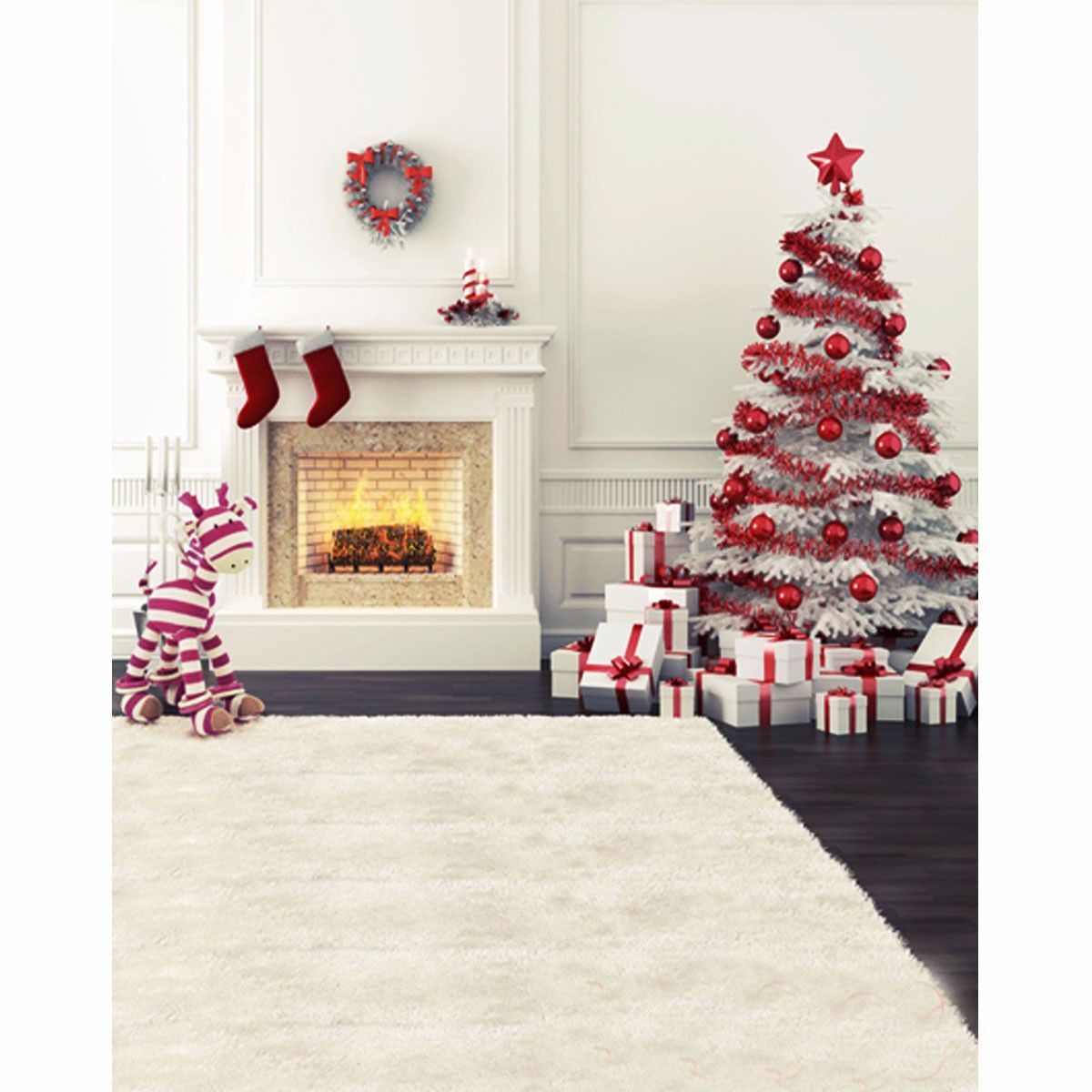 5x7FT-Vinyl-Christmas-Tree-Fireplace-Stocking-Photography-Backdrop-Background-Studio-Prop-1424110