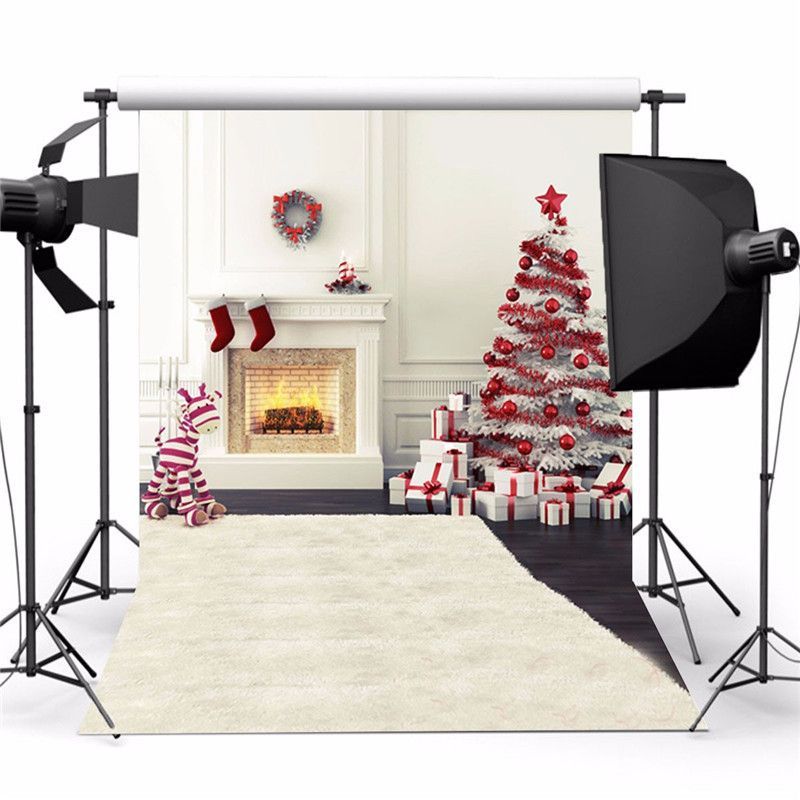 5x7FT-Vinyl-Christmas-Tree-Fireplace-Stocking-Photography-Backdrop-Background-Studio-Prop-1424110