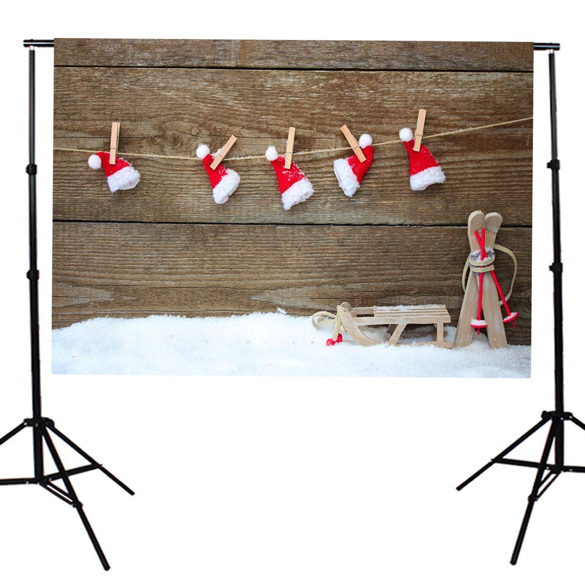 5x7FT-Vinyl-Christmas-Wood-Wall-Santa-Hat-Photography-Backdrop-Background-Studio-Prop-1424112