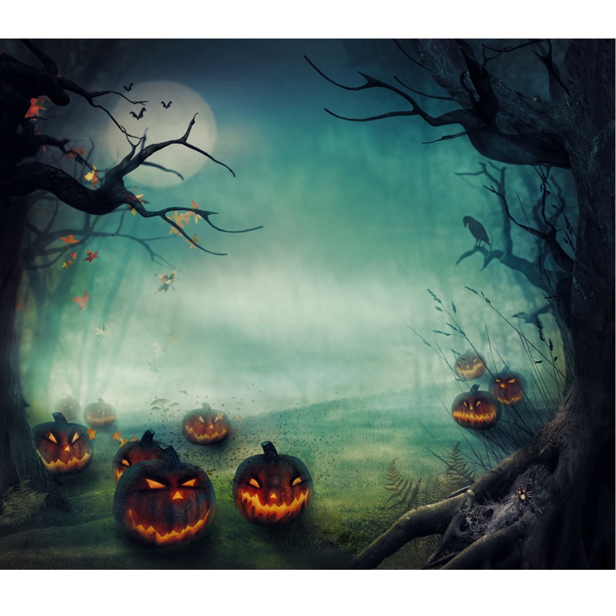 5x7FT-Vinyl-Halloween-Pumpkin-Tree-Photography-Backdrop-Background-Studio-Prop-1447893
