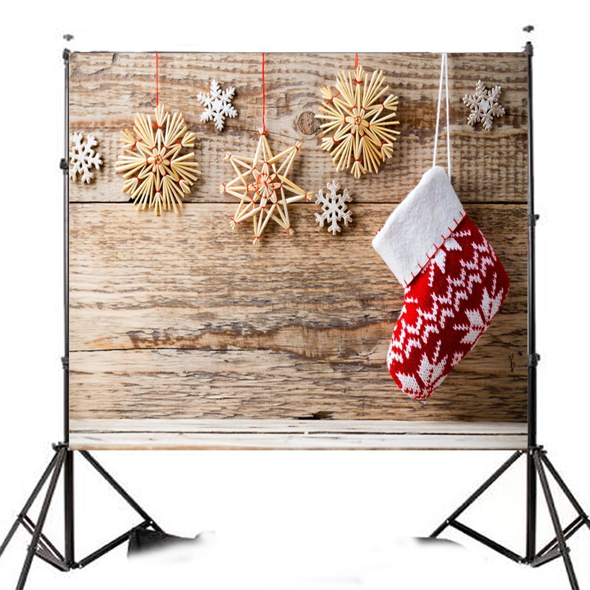 5x7ft-Vinyl-Christmas-Stocking-Snowflake-Decor-Background-Photography-Studio-Backdrop-Prop-1217128